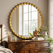 Round Mirror for Wall, 32 Inch Gold Beaded Frame Decorative Vanity Mirror, Circle Bathroom Mirror with High-Definition Lense, Modern Wall Decor for Bathroom, Living Room, Bedroom, Entryway