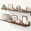 Fun Memories Deep Floating Shelves, 55W x 8D Floating Shelves Set of 2, Wall Mounted Shelf with Metal Brackets, Rustic Wood Wall Shelf for Bathroom, Kitchen and Living Room, Rustic Brown