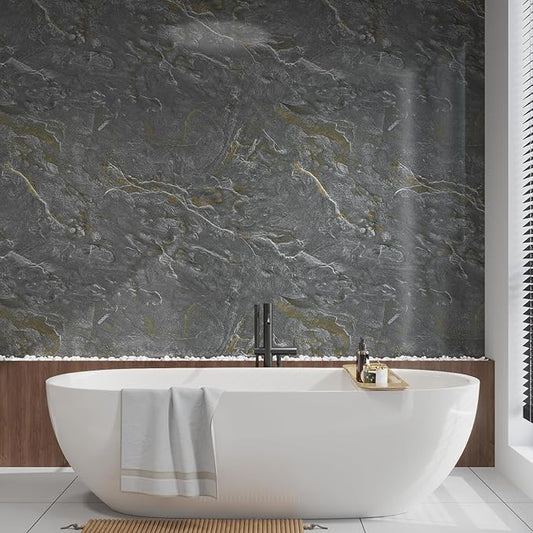Gray Marble Contact Paper peel and stick Kitchen Countertops Waterproof wallpaper48"x394" Widen Vinyl Wrap Light Brown Granite Textured adhesive Mural Sticker for Decor Door Counter top Wall Apartment