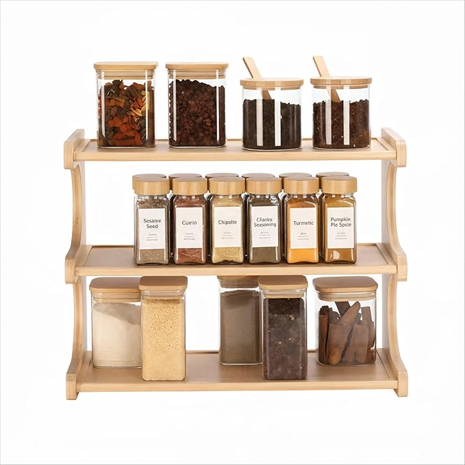 Spice Rack,Seasoning Organizer,Spices Rack Organizer,3-Tier Organizer Shelf for Kitchen Countertops.