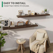 Marsmiles Solid Wood Floating Shelves for Wall, 55”W x 9”D x 1.56”H Large Wall Shelves for Living Room Bedroom Bathroom Kitchen Drcor Storage with Invisible Heavy-Duty Metal Bracket, Walnut, Set of 1