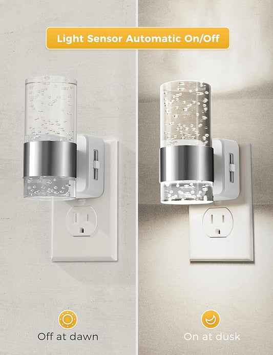 L LOHAS LED Night Light, Plug in Night Light with Auto Light Sensor, Brightness Adjustable with Daylight White 5000K, Wall Sconce-Style Design Nightlight for Bathroom, Hallway, Enterway