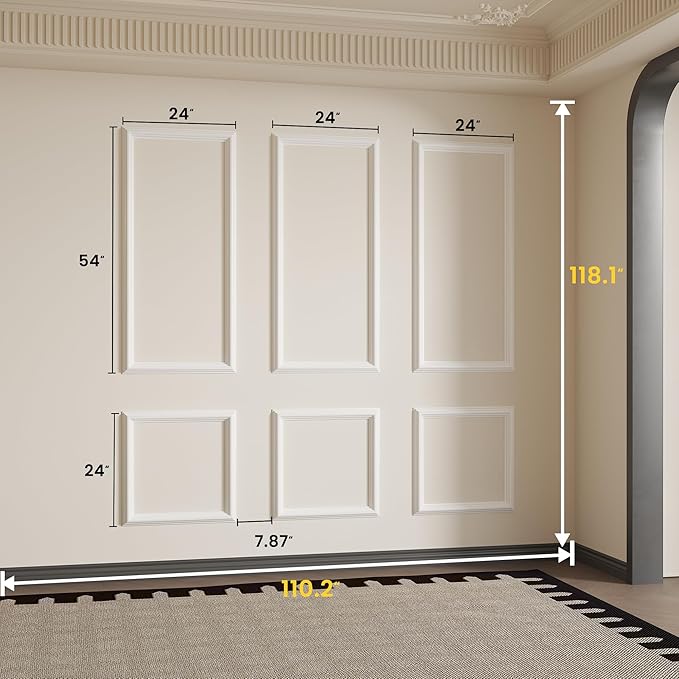 SmartStandard Pre-Cut Wall Molding Kit, 6-Frame Wainscoting Panels for Interior Wall Moulding Decor, Ready to Assemble Accent Panel