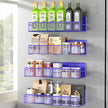 Magnetic Spice Rack for Refrigerator, 4 Pack 100% Metal Strong Magnet Fridge Shelves, Space Saving Spice Organizer, No Drilling Home Kitchen Laundry Room Storage Organization, Purple Blue