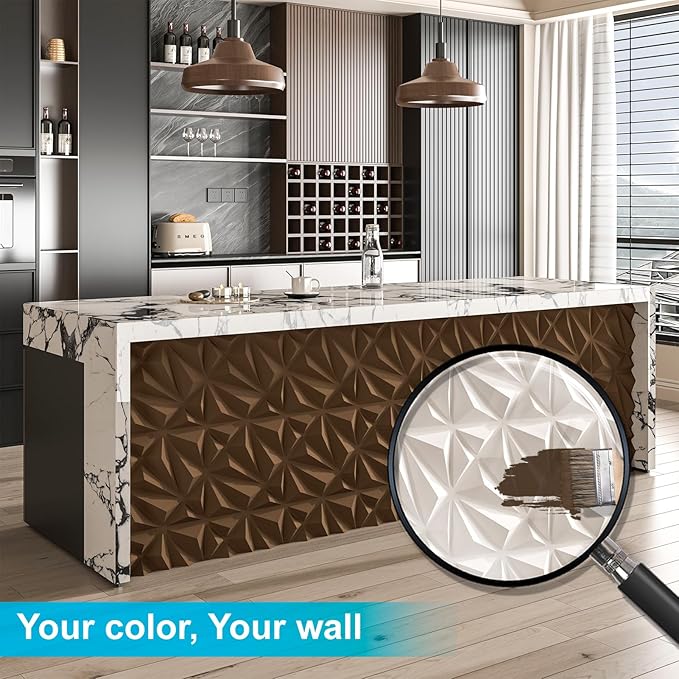 Art3d 33-Pack 3D Wall Panel for Interior Wall Décor, Diamond Textured PVC Accent Wall Paneling for Living Room Bedroom Office TV Wall Background, 11.8