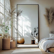 Delma Full Length Standing Mirror,Large Floor Mirror with Aluminum Frame for Bedroom, Bathroom, Living Room,Wall Mount or Freestanding Design(with Stand,Rect 75x35-Black)