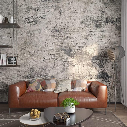 FunStick Grey Cracked Concrete Wallpaper Roll Peel and Stick Matte Concrete Countertop Contact Paper Self Adhesive Removable Vinyl Retro Cement Wall Paper for Bedroom Kitchen Drawers Thick 15.7"x78.7"