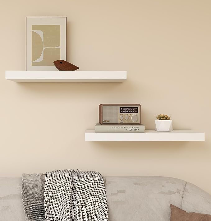 Vervida® White Floating Shelves Bathroom 2 Set of 24 W x 7.9