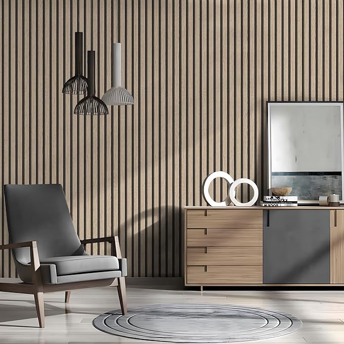 Wallpaper Peel and Stick Wood Grating Stripe Self-Adhesive Wallpaper Faux Wood Contact Paper Wood Slats Self Adhesive Wall Paper PVC Vinyl Film Removable Waterproof 17.3