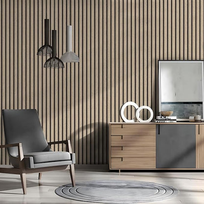 Wallpaper Peel and Stick Wood Grating Stripe Self-Adhesive Wallpaper Faux Wood Contact Paper Wood Slats Self Adhesive Wall Paper PVC Vinyl Film Removable Waterproof 17.3" x 393"