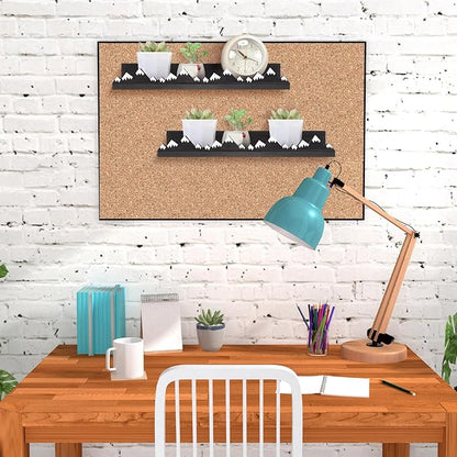 Wenqik 3 Pcs Snow Mountain Floating Shelves Wood Nursery Book Shelves Wall Mounted Rustic Floating Ledge for Kids Room(Dark Grey)