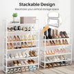 SNTD Shoe Rack - Expandable Shoe Organizer for Closet, Adjustable Metal Shoe Shelf Storage, Stackable Long Shoe Stand Holder for Garage, Entryway, Door Entrance (White, 4-Tier)