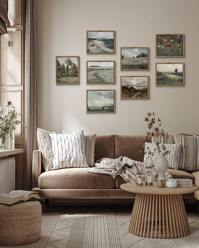 InSimSea Framed Canvas Wall Art, Vintage Decor - Classical Scenery, Vast Grassland Painting - Living Room, Bedroom, Bathroom Wall Decor - 8