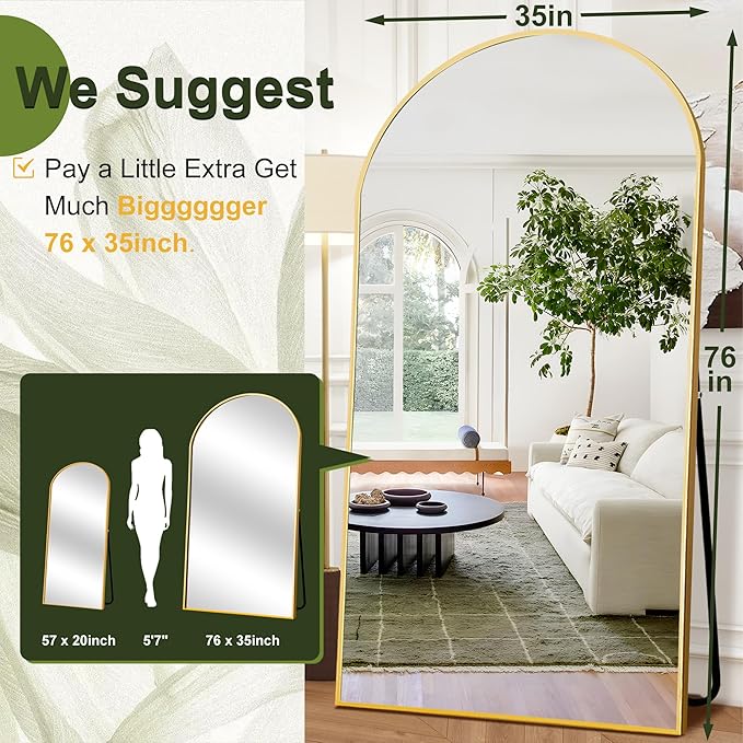 NicBex Oversized Full Length Mirror with Stand, 76