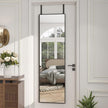 Full Length Door Mirror 14x48, Metal Frame with Protective Film, No-Drilling Hanging or Wall Mount (Horizontal/Vertical), Hooks & Hardware Included, Full Body Mirror for Bedroom, Dorm, Black
