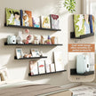 Fun Memories Picture Ledge Shelves Set of 4, 24 Inch Rustic Wall Mounted Floating Shelves with Lip for Home Storage and Décor in Bathroom, Kitchen, Nursery, Bedroom, Living Room, Black