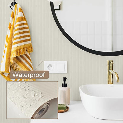 Beige Textured Peel and Stick Wallpaper Modern Contact Paper 393inL 15.7inW Cream Removable Self Adhesive Wallpaper for Bedroom Bathroom Waterproof Neutral Contact Paper for Walls 3D Embossed