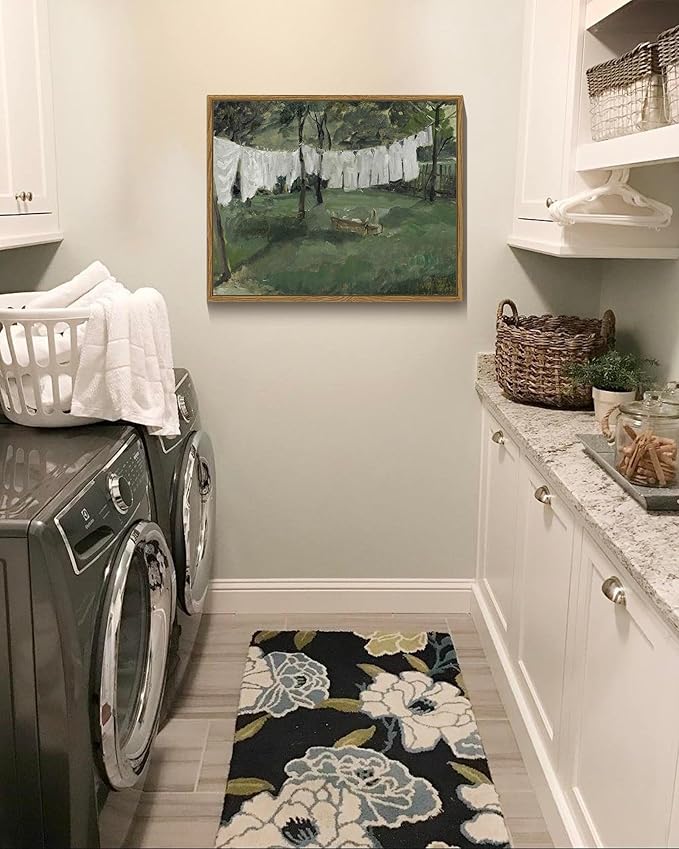 SHENIFY Laundry Room 11x14in Vintage Framed Canvas Wall Art Decor - Natural Framed