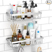 Moforoco Shower Caddy Shelf Organizer Rack, Self Adhesive Black Bathroom Shelves Basket, Home Farmhouse Wall Inside Organization and Storage Decor Rv Accessories, First Camper Apartment Essentials