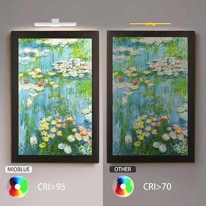 Picture Lights Battery Operated, Rechargeable Picture Frame Lights for Wall, LED Cordless Wall Lights Dimmable & Timmer with Remote Control for Arts, Paintings, Gallery, Dartboard, 3 Color Modes