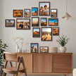 BESCRCL 15 Pack Real Glass Picture Frames Collage Wall Decor, Including 3pcs 8x10, 6pcs 5x7, 6pcs 4x6 Photo Frames for Gallery Wall or Tabletop Display, Brown