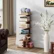 TUTOTAK Narrow Bookshelf, 6-Tier Bookcase, Spine Book Shelf for Small Space, Corner Standing Shelf for Living Room, Office, Study, Entryway, Rustic Brown BS06BB016