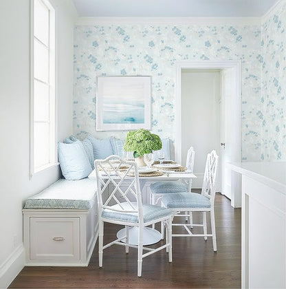 Dimoon 197"x17.3" Blue Wallpaper Floral Contact Paper Peel and Stick Wallpaper White Vintage French Country Renter Friendly Bathroom Boho Flower Removable Wall Paper Kitchen Self Adhesive Vinyl Roll