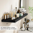 Fun Memories Floating Shelves - 12 Inch Rustic Wooden Wall Shelves - Extra Deeper & Thicker Wall Mounted Storage Shelf for Living Room, Kitchen, Farmhouse - 48