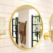 Growsun Round Gold Mirror for Bathroom, 28 inch Golden Circle Bathroom Mirror for Wall, Entryway Living Room with Metal Frame for Home Decor