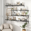 Fun Memories Deep Floating Shelves, 36W x 8D Floating Shelves Set of 2, Wall Mounted Shelf with Metal Brackets, Rustic Wood Wall Shelf for Bathroom, Kitchen and Living Room, Black