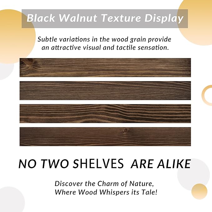 Walnut Floating Shelves 72 Inch Long 8-in Deep Set of 2, High End Real Solid Wood Floating Shelves for Wall,Suitable for Kitchen and Coffee Bar, with Sturdy Hidden Bracket