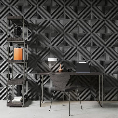 Art3d 33-Pack 3D Wall Panels for Interior Wall Decor, Textured Accent Wall Paneling for Living Room, Bedroom, TV Wall Background, 12"x12" Black