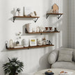 Floating Shelves, 8 Inch Deep Rustic Wood Wall Storage, 16W x 8D Wall Shelves Set of 2, Heavy Duty Metal Brackets, Industrial Book Shelf for Living Room, Kitchen, Bathroom, Bedroom, Walnut