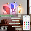 2-Pack Picture Light Battery Operated Painting Lights, 13 Color RGB Magnetic LED Display Art Light with Remote, Dimmable and Timer Portrait Light for Art Frame Artworking, Wall Decor Puck Light, Gold