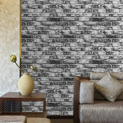 Yancorp 32.8ft Brick Wallpaper Peel and Stick Contact Paper Waterproof Self-Adhesive Eeasy Peel Off Wallpaper White Grey