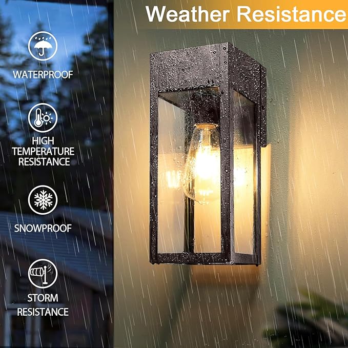 2 Pack Porch Lights Outdoor Wall Sconce, Outdoor Light with GFCI Outlet, Waterproof Exterior Wall Lantern Light Fixtures, Anti-Rust Wall Lamp for Patio Doorway Garage- Oil Rubbed Bronze
