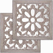 Yudarte 2pcs Set Square Mandala Cutout Wall Mirror Decor - Farmhouse Rustic Decorative Mirrors for Bedroom Bathroom Living Room Kitchen Entryway 12x12 Inches