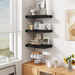 Fun Memories Black Floating Shelves for Wall - 10 x 16 Floating Shelf - Rustic Wood Storage Shelf - Wall Shelves with Invisible Bracket - 16