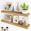 Fun Memories Floating Shelves for Wall, 36Inch Floating Shelves Set of 2, Hanging Shelf with Invisible Brackets, Bathroom Shelves for Living Room, Bedroom, Kitchen- Oak
