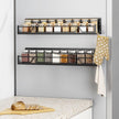 16.9 Inch Wide Large Capacity Magnetic Spice Rack for Refrigerator, 2 Pack Metal Fridge Shelf, Black