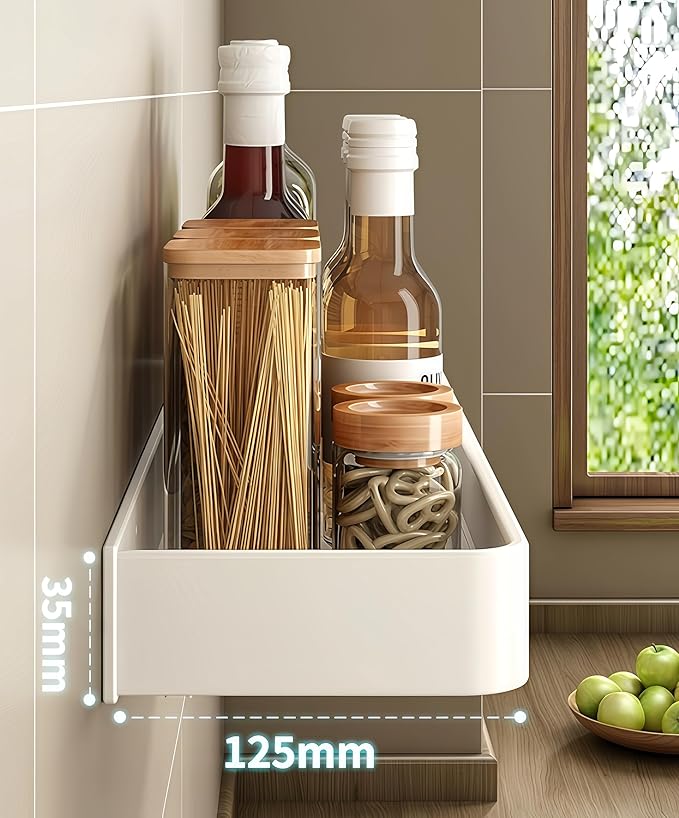 SEIDO Space-Saving Kitchen Utensil Holder | No-Drill Shelf Organizer | Wall Mount Spice Rack with Hooks & Bar for Bathroom | Space Aluminum | 20 Inch Long | White