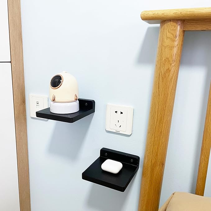 Small Floating Shelf, Set of 3 Black Shelf for Wall Decor Storage Wall Mounted Small Shelf for Bedroom Living Room Bathroom Kitchen -5x5 Inch