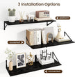 Fun Memories Floating Shelves for Wall, 12 Inch Deep Floating Shelves Set of 2, 16W x 12D Large Wall Shelf with Sturdy Metal Brackets for Living Room, Bathroom, Bedroom and Kitchen, Black