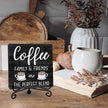 Farmhouse Coffee Bar Decor, Family Friends Wooden Signs for Home Office Desk Shelf, Rustic Tabletop Centerpieces for Kitchen Accessories - A06