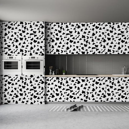 Black and White Spots Contact Paper Cow Printed Peel and Stick Wallpaper 17.3”x200” Self-Adhesive Cute Wallpapers Vinyl White Black Decals for Walls Bedroom Living Room Nurseryls