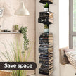 Floating Book Shelves for Wall, 8 Tier Invisible Floating Bookshelf, Vertical Spine Book Tower, Wall Mounted & Space Saving, Heavy Duty Metal Book Organizer for Home Office, 4 Pack Black