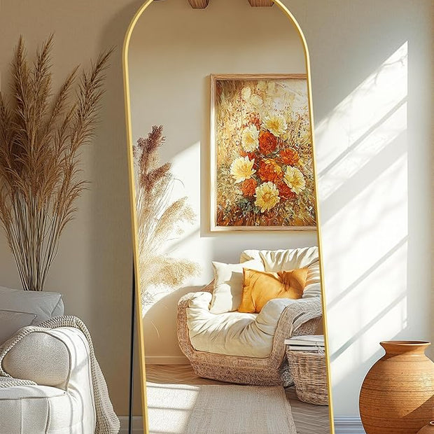 Full Length Arched Mirror, 70"x24" Standing Floor Full Body Mirror for Wall with Aluminum Alloy Frame for Bedroom, Living Room, Dressing Room(Gold)