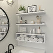 WOPITUES Floating Shelves for Wall 24 inch with Cube Shelf, Wall Shelves with Metal Rail for Bathroom Decor, Bathroom Organizers and Storage, Over Toilet Shelves, Toilet Paper-White