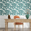 Vintage Floral Wallpaper Peel and Stick Blue Floral Contact Paper for Bedroom Waterproof Self Adhesive Boho Leaf Modern Wall Paper for Cabinets Locker Walls Bookcase Decor 17.5