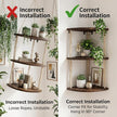 3-Tier Corner Floating Shelves with Aesthetic Greenery & Fairy Lights - Premium Wood-Textured Boho Wall Hanging Shelf - Stable L-Bracket Support for Home Decor, Office & Small Spaces